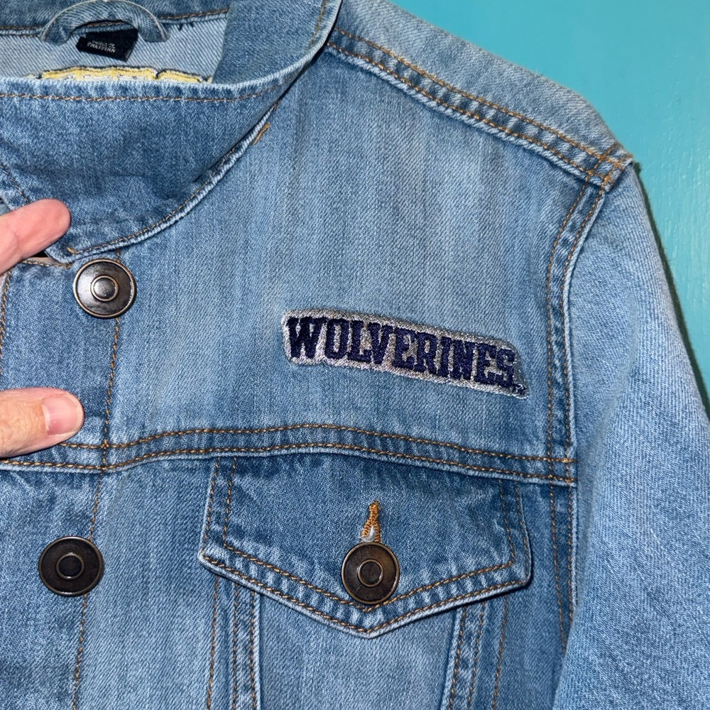 Denim Jacket with Michigan Wolverines - Picture 3 of 6